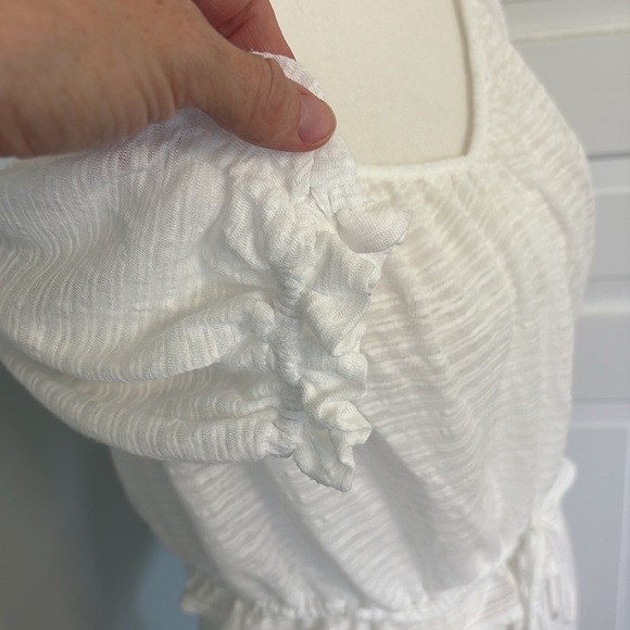Free People White Dorothy Puff Sleeve Cropped Top Milk Maid size XS - Picture 2 of 4